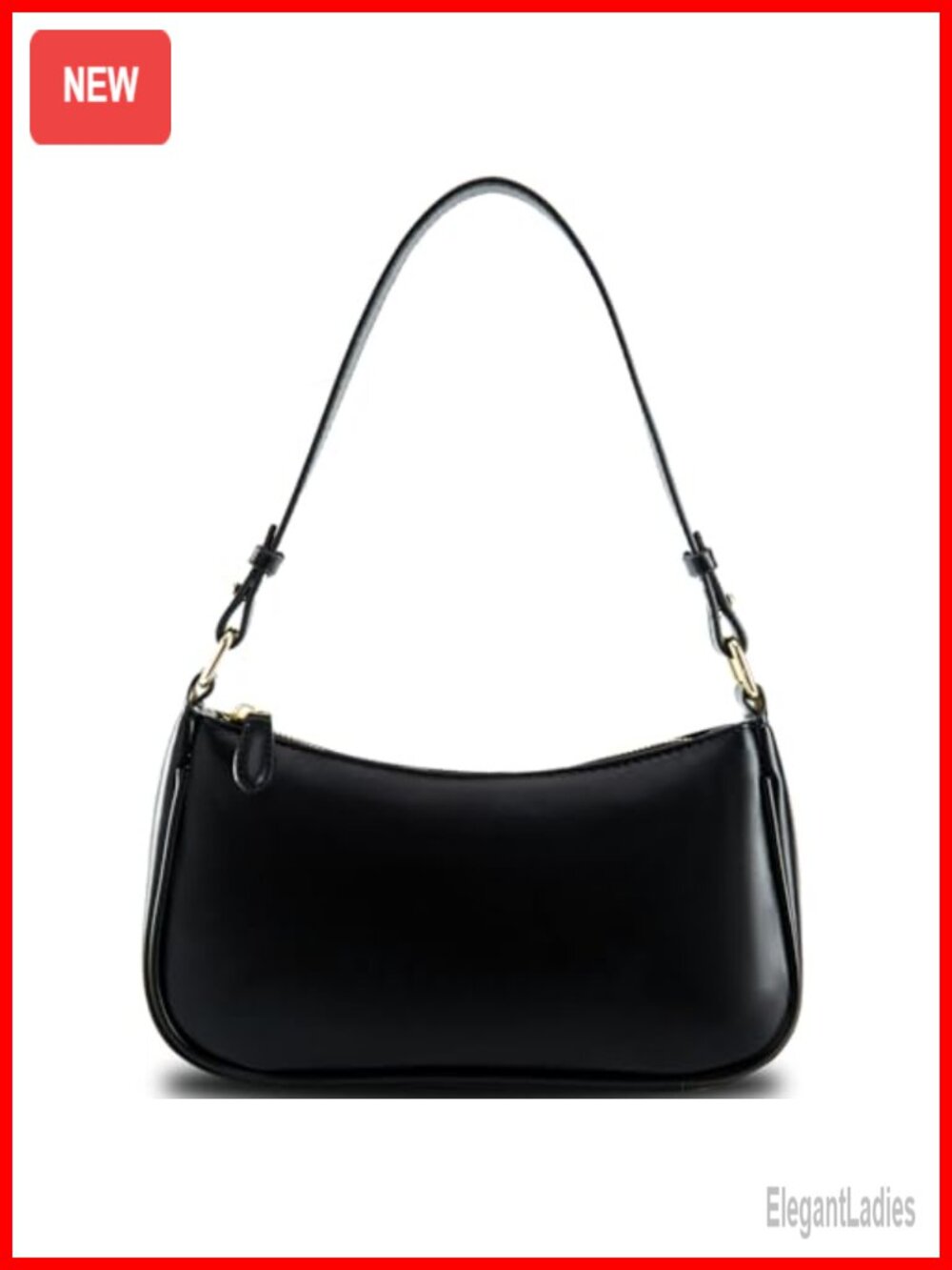 Vegan Leather Crescent Shoulder Bag with 2 Removable Straps Crossbody Purse